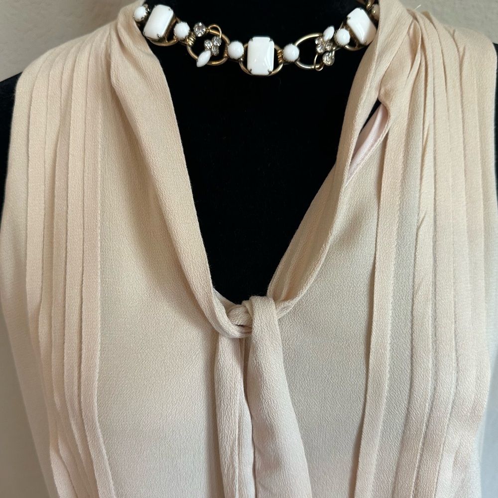 Entro Cream/Beige Dress with Tie Neck, Size S